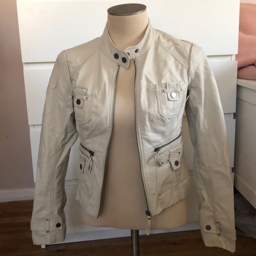 Faux leather utility jacket